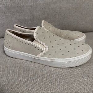 Coach Cameron Studded Suede Slip-on Platform Sneakers Light Beige